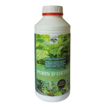 Nettle liquid fertiliser in a 1 L bottle