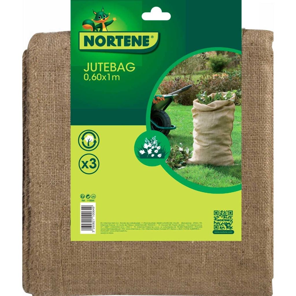 Set of 3 jute waste bags for green waste