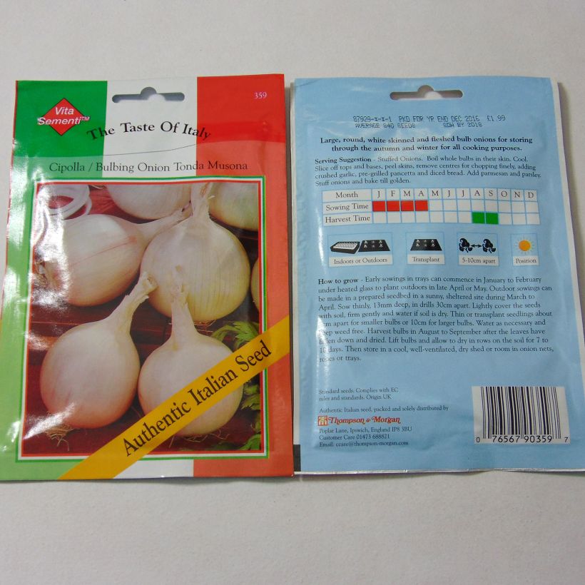 Example of White Onion Tonda Musona specimen as delivered